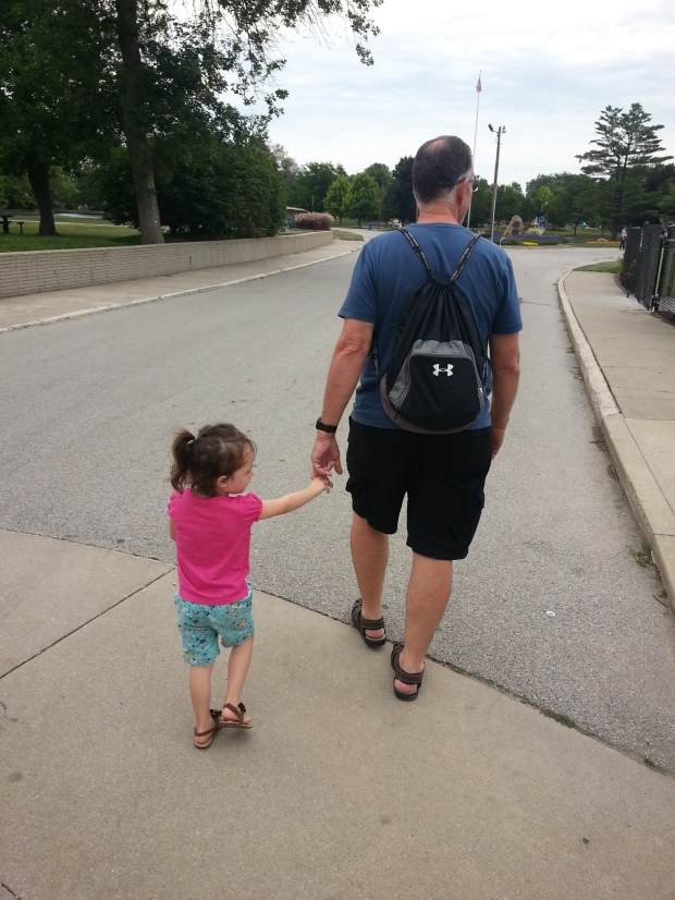 [July] Heading to the zoo during a visit from Nana and Papa.