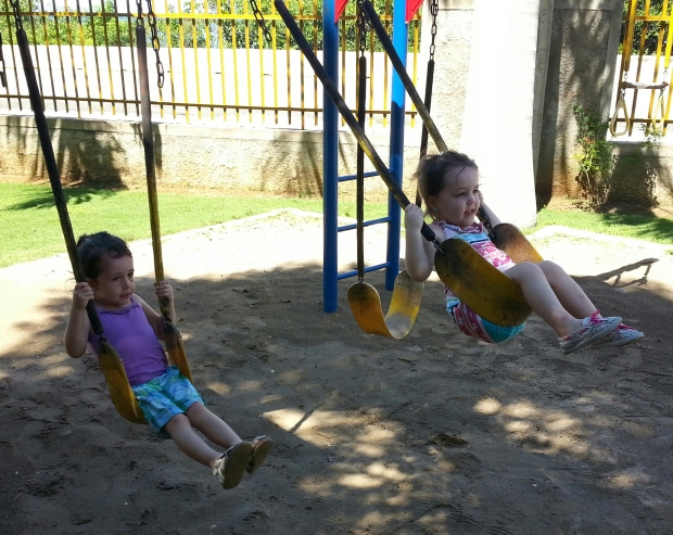 One afternoon we drove to an ice cream place with a playground. The girls loved it!