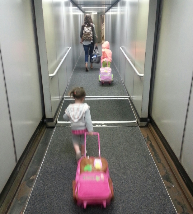 The tireless travelers, who did a marvelous job navigating the airports with their roller bags in tow!