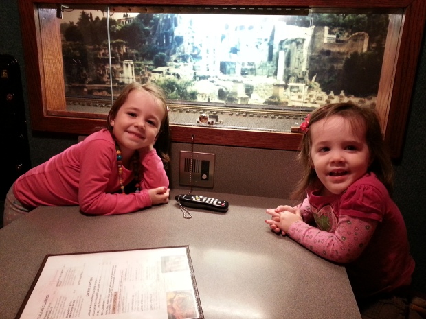 We finished our decorating day at Pizza King to have some dinner watch the train go by our table.