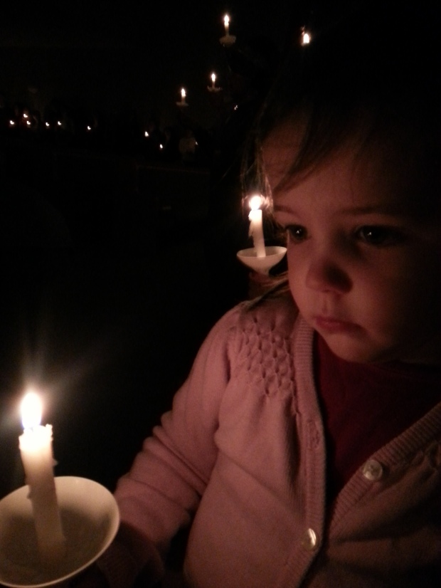 Felicia during the Christmas Eve service at church.