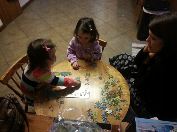 Working a new puzzle with Nana.